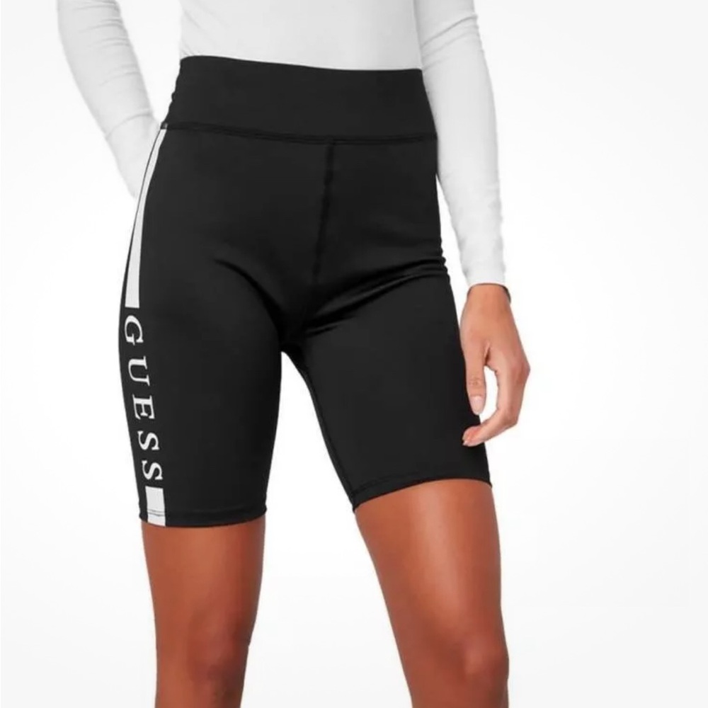 GUESS Womens Xolani Logo Black White Bike Bicycle Shorts Size Small NWOT